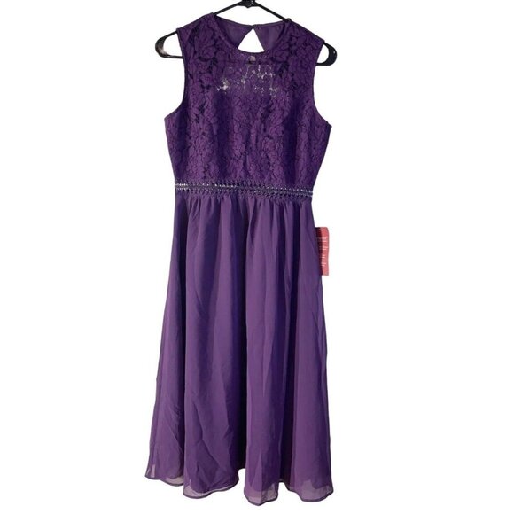 TRUTH & FABLE Womens Sleeveless Lace Trim Bridesmaid Maxi Dress Violet Size s - Picture 7 of 10